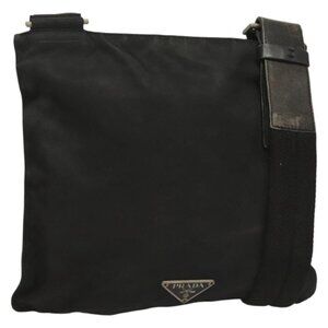 Authentic PRADA Shoulder Bag Nylon Black Silver